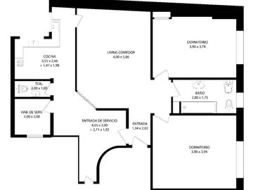 Venta departamento 3 ambientes con dep. Palermo