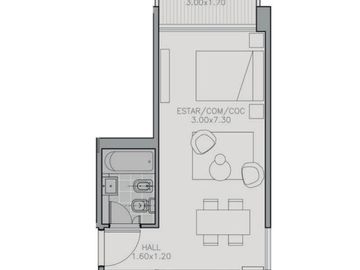 Monoambiente con Balcón en Casa Crespo, Villa Crespo