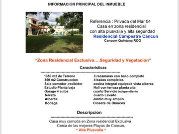 Residencia de Lujo en Venta – 1,350?m² en Residencial Campestre Cancún