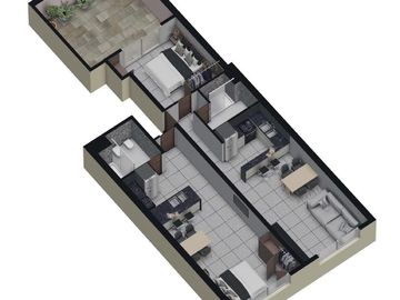 Departamento 1 Dormitorio de 46,7 m²   4,4 m² de Balcón en Santa Fe 3960, Rosario
