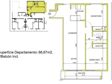 Departamento 2 dormitorios en construcción edificio Renato Buen Pastor