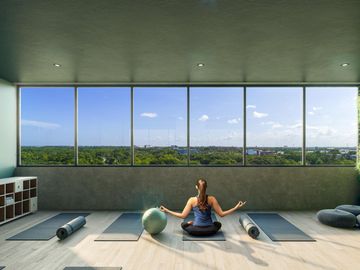 DEPARTAMENTO EN VENTA. 2 HABITACIONES CON BALCÓN. CANCÚN, ZONA SUR. ALBERCA, YOGA,COWORK