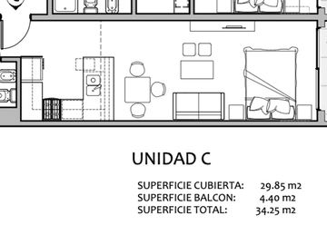 DEPTO MONOAMBIENTE EN VENTA - POZO - ALMAGRO