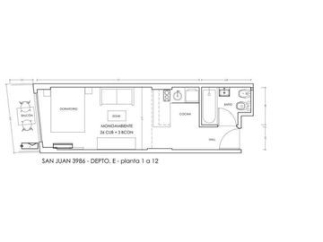 Av San Juan  al 3900, Departamentos Monoambiente A Estrenar con Balcón