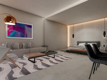 EN VENTA ESTUDIO EN PLAYA DEL CARMEN DE 1 HABITACION CON ALBERCA Y COWORKING