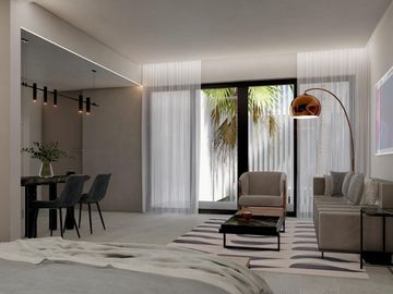 EN VENTA ESTUDIO EN PLAYA DEL CARMEN DE 1 HABITACION CON ALBERCA Y COWORKING