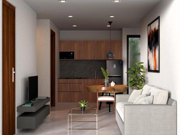 EN VENTA DEPARTAMENTO EN PLAYA DEL CARMEN DE 1 HABITACION CON ALBERCA Y GYM