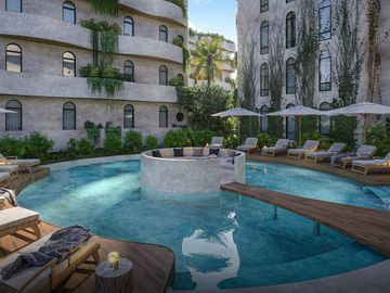 ESTUDIO EN VENTA EN TULUM CON GYM, ALBERCA, INFONAVIT, INVERSION