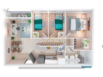 Departamento 3d1b 2667  uf 46m2 San Joaquín Te Ayudamos 10% de pie