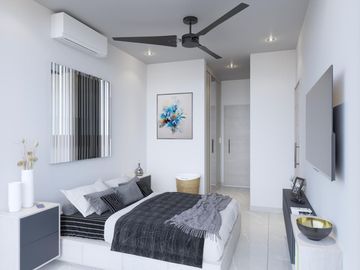 EN VENTA DEPARTAMENTO EN PLAYA DEL CARMEN DE 1 HABITACION CON ALBERCA Y GRILL ZONE