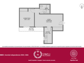 Venta departamento 2 ambientes 32M² en Boedo / Almagro balcón cocina baño nuevos