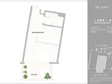 Espectacular monoambiente con balcon en venta en Caballito