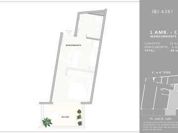 Espectacular monoambiente con balcon en venta en Caballito