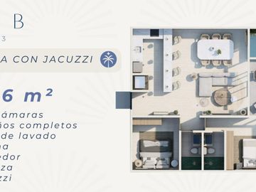 Departamento en PUERTO MORELOS 2 RECAMARAS CON JACUZZI PRIVADO A PASOS DEL MAR,PLUSVALIA
