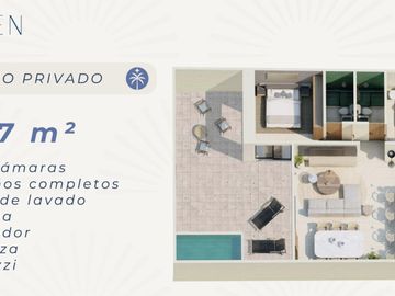 Departamento en PUERTO MORELOS 2 RECAMARAS CON JACUZZI Y JARDIN PRIVADO A PASOS DEL MAR,PLUSVALIA