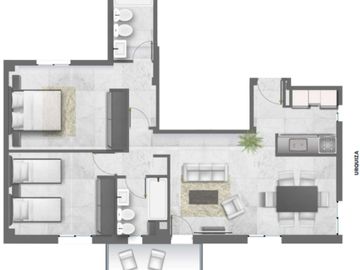VENTA SEMIPISO DOS DORMITORIOS EN TORRE LYON