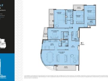 Venta Departamento 3 ambientes  2 baños , Balcones - Tigre