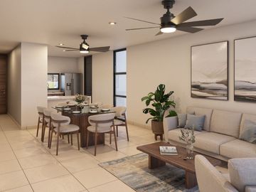 Casa de una planta con 3 recámaras en privada residencial al norte de Mérida