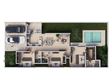 Casa de una planta con 3 recámaras en privada residencial al norte de Mérida