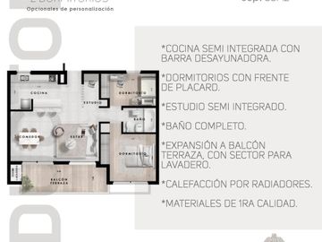 Departamento venta La Plata. 2 dormitorios, balcón