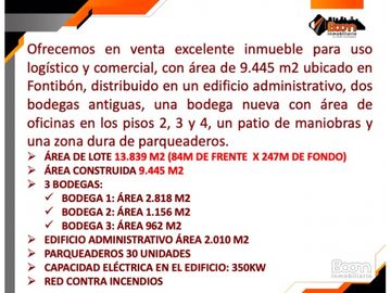 **VENTA BODEGAS Y OFICINAS 9.445 M2 FONTIBÓN