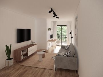 Departamento con balcón y patio en primero piso