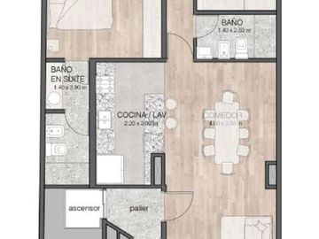Departamento con balcón y patio en primero piso