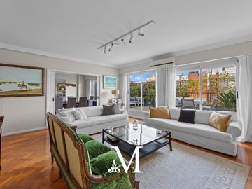 Departamento de 6 ambientes con terraza y parrilla en Retiro, cochera y seg 24hs muy luminoso