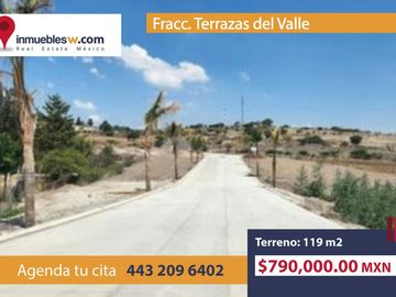 TERRENO EN VENTA EN FRACC. TERRAZAS DEL VALLE, MORELIA
