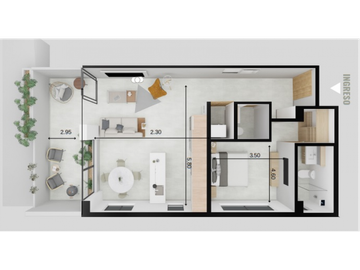 Cumbayá, Suite en Venta, 61.47m2, 1 Habitación