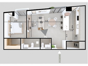 Cumbaya La Primavera, Suite en Venta, 60m2, 1 Habitación