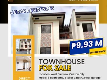 2-Storey Townhouse Unit with 6 Bedrooms for Sale in Quezon City (RFO)