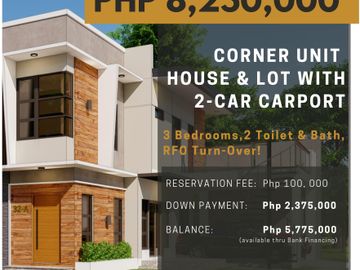 Kiana 150 | Corner Unit House and Lot with Two-Vehicle Carport