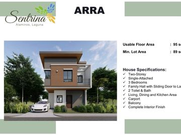 ‼️For Sale Non - RFO 3BR Single Attached in Sentrina Alaminos Laguna- ARRA MODEL