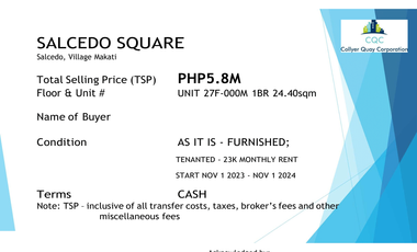 FOR SALE SALCEDO SQUARE [5.8M] / 24.40SQM