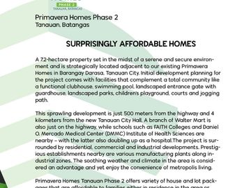 House and Lot Primavera Homes Ready for Occupancy