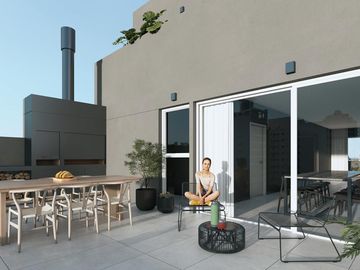 Depto 3 amb con jardín, pileta y parrilla en pozo