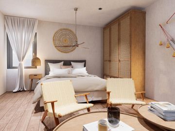 Departamento en con jardin y alberca privada frente al mar en venta en Mahahual