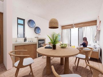 Departamento en con jardin y alberca privada frente al mar en venta en Mahahual