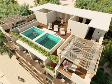 EN VENTA ESTUDIO EN MAHAHUAL CON AREA DE YOGA Y ALBERCA INFINITY