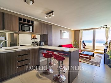 Lindo departamento amoblado, quinto piso, Condominio Laguna del Mar, Edificio C, Hornitos