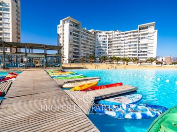 Lindo departamento amoblado, quinto piso, Condominio Laguna del Mar, Edificio C, Hornitos