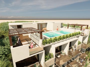EN VENTA DEPARTAMENTO EN MAHAHUAL DE 1 HABITACION CON ALBERCA Y YOGA