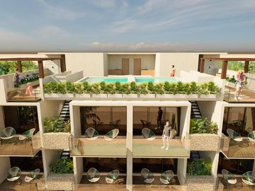 EN VENTA DEPARTAMENTO EN MAHAHUAL DE 1 HABITACION CON ALBERCA Y YOGA