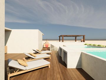 EN VENTA DEPARTAMENTO EN MAHAHUAL DE 1 HABITACION CON ALBERCA Y YOGA