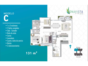 HATO PINTADO / BONAVISTA / 131 M2 / 3 HABITACION / 2 PARKING / BALCON