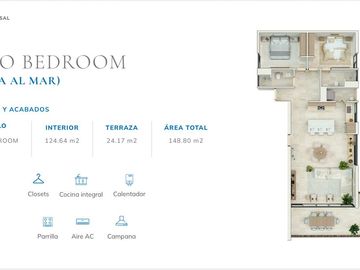 Departamento de 2 recámaras amueblado en ARRECIFE SISAL