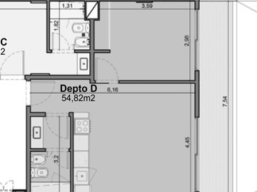 Dos ambientes Premium de 54,82m² · Piso 13D · Av. Boedo 772