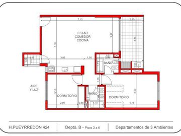 Honorio Pueyrredon 400  Semipiso 3 ambientes   VENTA  Caballito