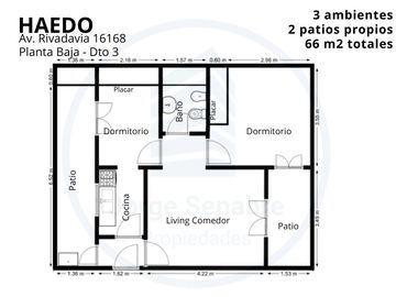 Departamento 3 ambientes 2 patios propios